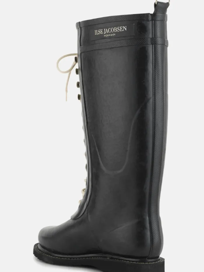 ilse_jacobsen_long_length_2.webp Ilse Jacobsen Wellies | Footwear^Long Length Rubber Lace Up Wellington Boots Black RUB1 0