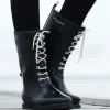 Ilse Jacobsen Footwear | Footwear^Medium Length Rubber Lace Up Wellington Boots Black RUB1