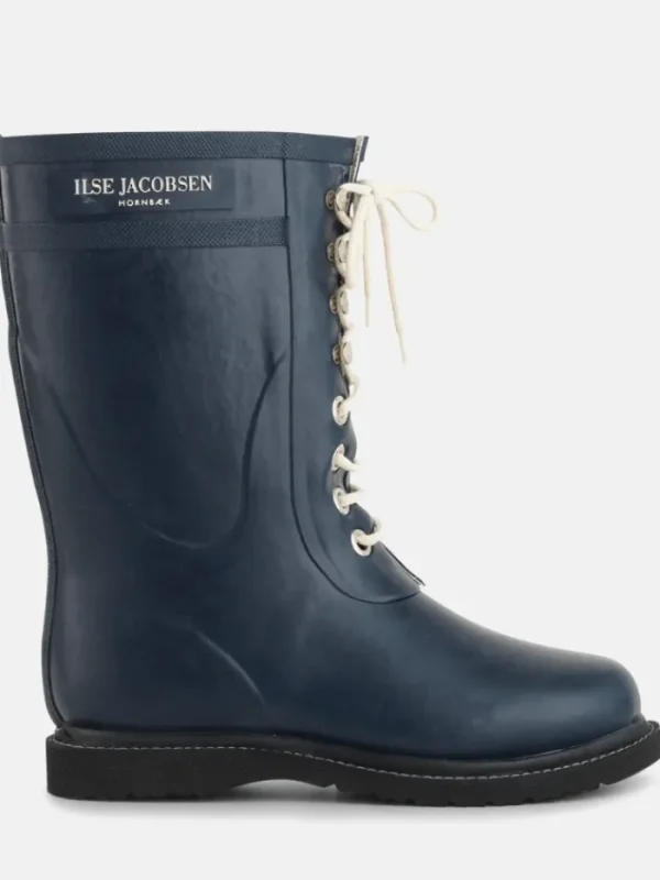 Ilse Jacobsen Footwear | Footwear^Medium Length Rubber Lace Up Wellington Boots Dark Indig