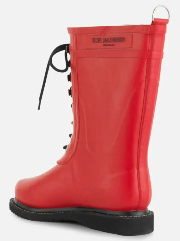 Ilse Jacobsen Footwear | Footwear^Medium Length Rubber Lace Up Wellington Boots Deep Red R