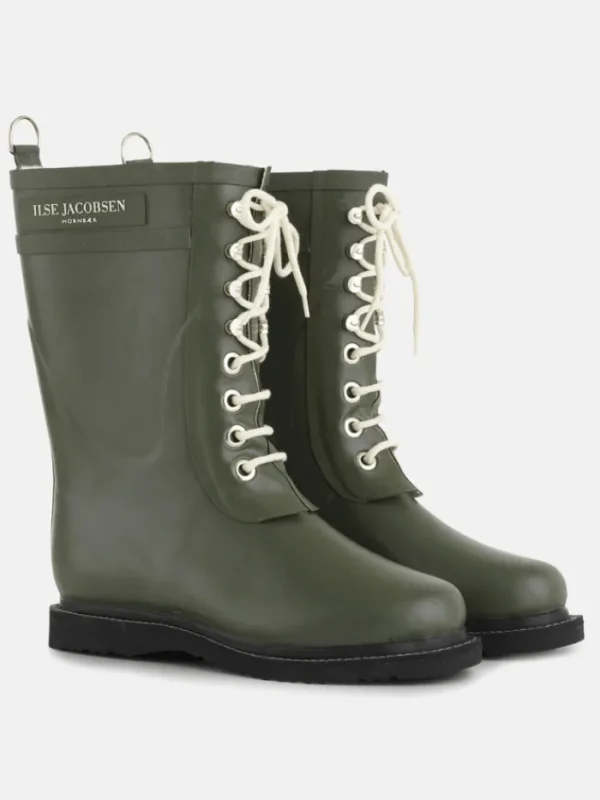 Ilse Jacobsen Footwear | Footwear^RUB15 Medium Length Rubber Lace Up Wellington Boots Army
