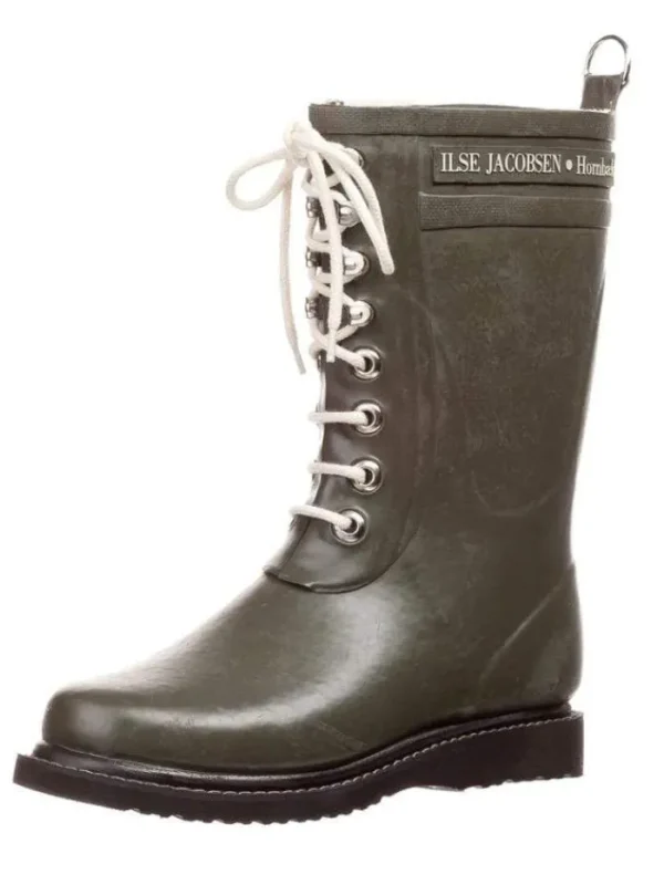 Ilse Jacobsen Footwear | Footwear^RUB15 Medium Length Rubber Lace Up Wellington Boots Army