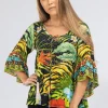 Inoa Tops | Beachwear^Darwin Printed Silk BOHO Top with Crystals 208