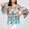 Inoa Tops | Beachwear^Gold Coast Printed Silk BOHO Top with Crystals 206