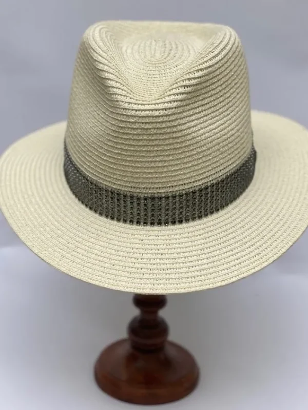 Izzi Hats Hats & Hair Accessories | Gifts Under £50^Izzi Accessories Cream Summer Fedora Hat With Khaki Green Sparkle Band