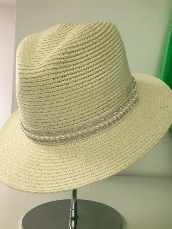 Izzi Hats Hats & Hair Accessories | Gifts Under £100^Izzi Accessories Cream Summer Fedora Hat With Diamantee and Pearl Band