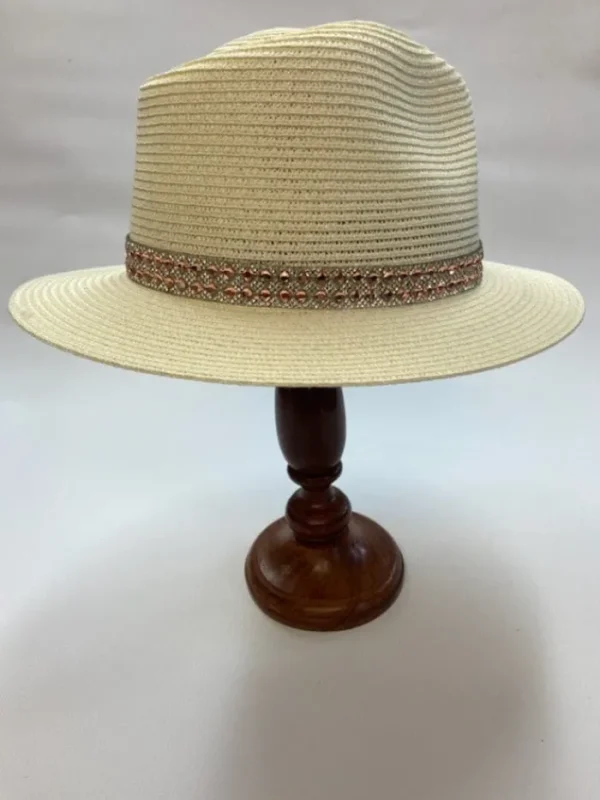 Izzi Hats Hats & Hair Accessories | Gifts Under £50^Izzi Accessories Fedora Cream Hat With Pink Sparkle Trim