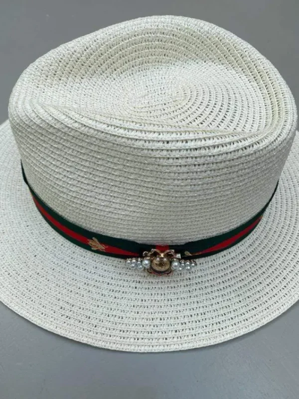 Izzi Hats Hats & Hair Accessories | Gifts Under £50^Izzi Accessories Fedora Cream Bee Hat Green/Red SH374