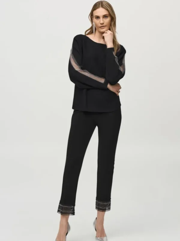 Joseph Ribkoff Knitwear | Gifts Under £100^Black Jumper With Lace Sequin Trim 244910 Col 11