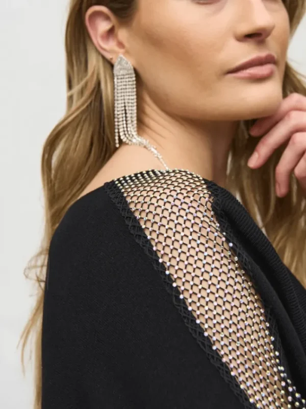 Joseph Ribkoff Knitwear | Gifts Under £100^Black Jumper With Lace Sequin Trim 244910 Col 11