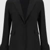 Joseph Ribkoff Coats And Jackets | Party Wear^Black Silky Knit Blazer With Fringed Cuffs 244194 Col 1