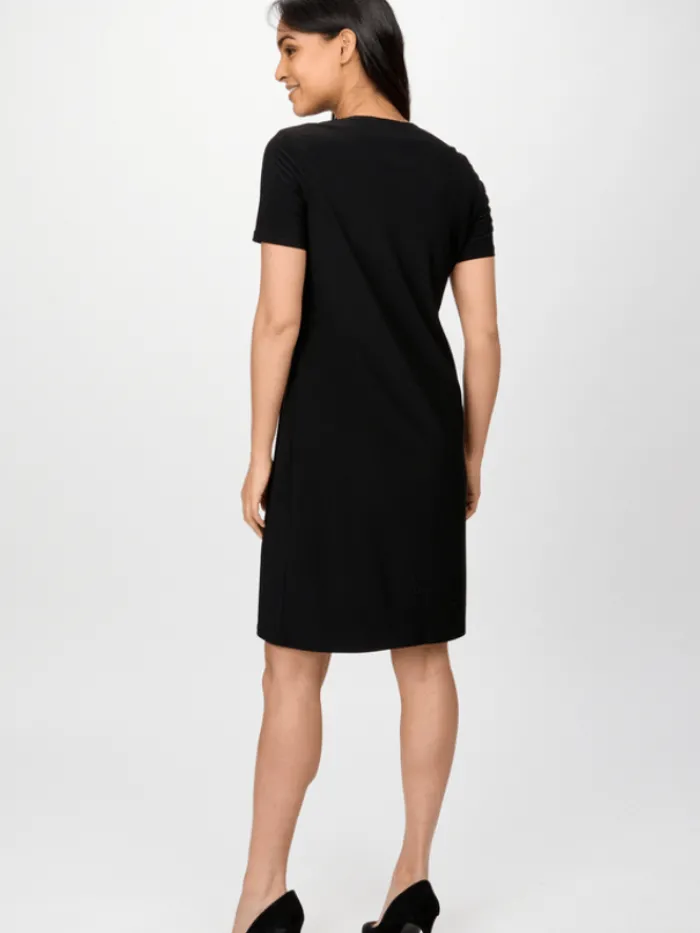 joseph_ribkoff_black_silk_2-1.webp Joseph Ribkoff Dresses | Gifts Under £250^Black Silky Knit Shift Dress With Eyelets 241012 Col 11