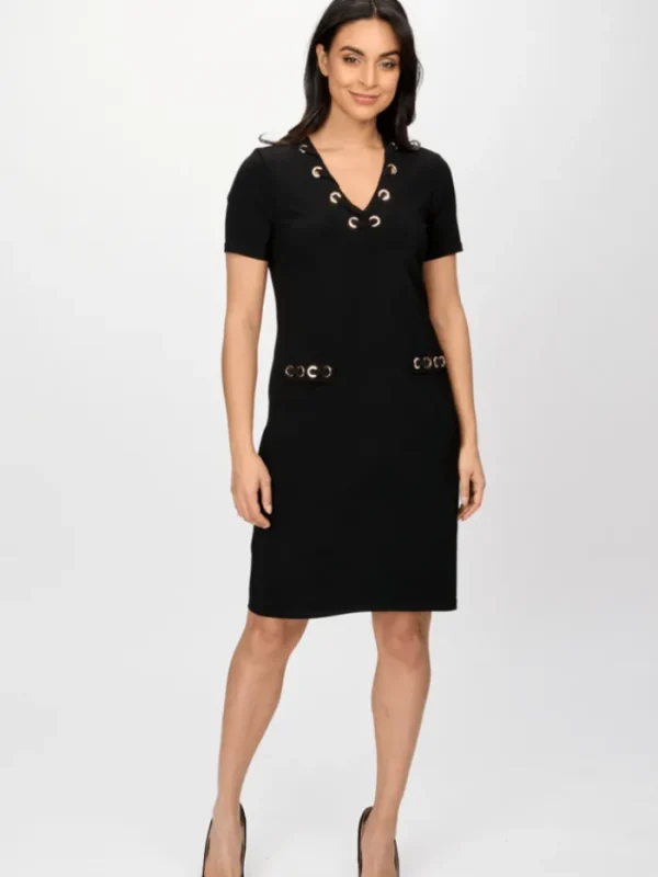 Joseph Ribkoff Dresses | Gifts Under £250^Black Silky Knit Shift Dress With Eyelets 241012 Col 11