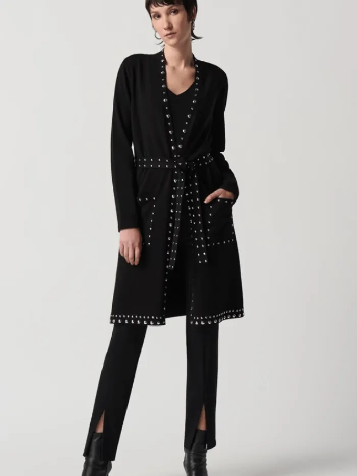 joseph_ribkoff_black_swea_0.webp Joseph Ribkoff Coats And Jackets | Knitwear^Black Sweater Knit Coat With V-Shape Neckline 234919 Co