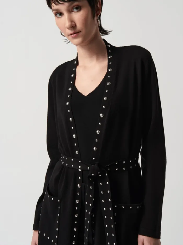 joseph_ribkoff_black_swea_2.webp Joseph Ribkoff Coats And Jackets | Knitwear^Black Sweater Knit Coat With V-Shape Neckline 234919 Co