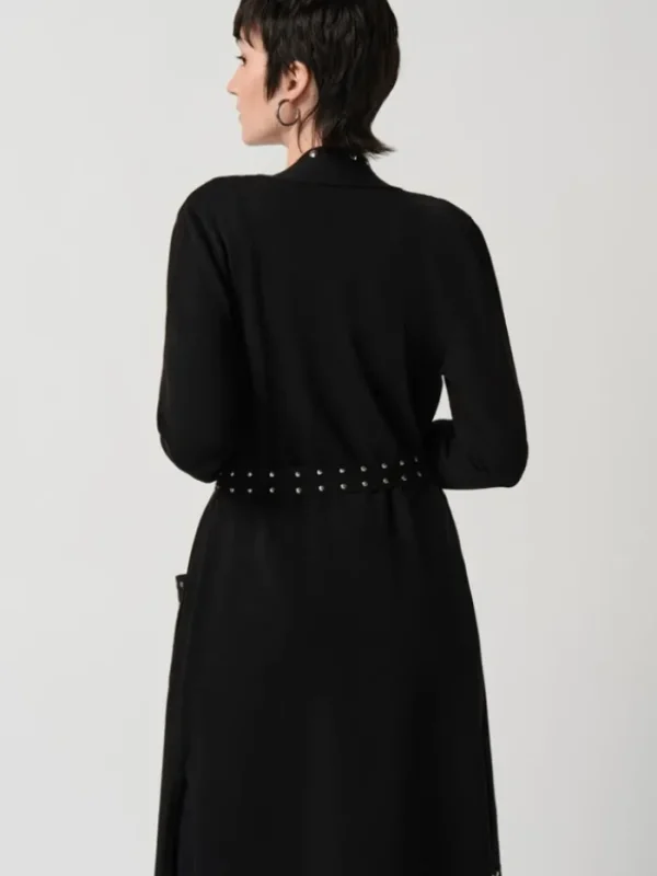 Joseph Ribkoff Coats And Jackets | Knitwear^Black Sweater Knit Coat With V-Shape Neckline 234919 Co