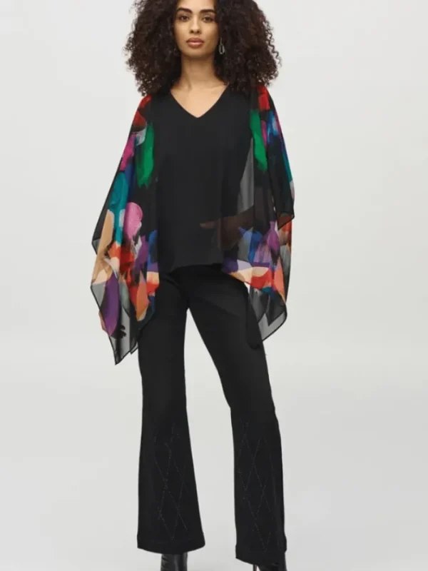 Joseph Ribkoff Party Wear | Tops^Chiffon Abstract Print Poncho Top 244174 Col 178
