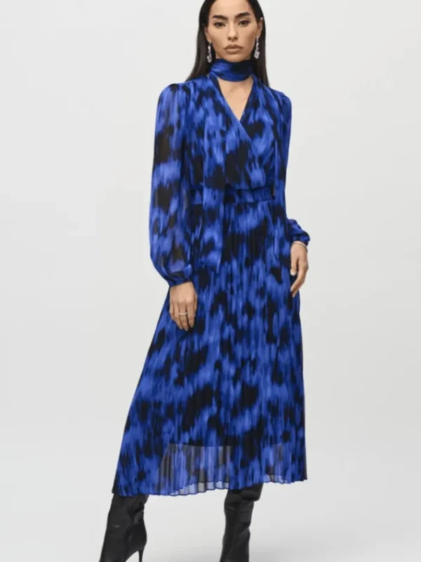 Joseph Ribkoff Dresses | Party Wear^Chiffon Abstract Print Midi Dress 244924 Col 3296