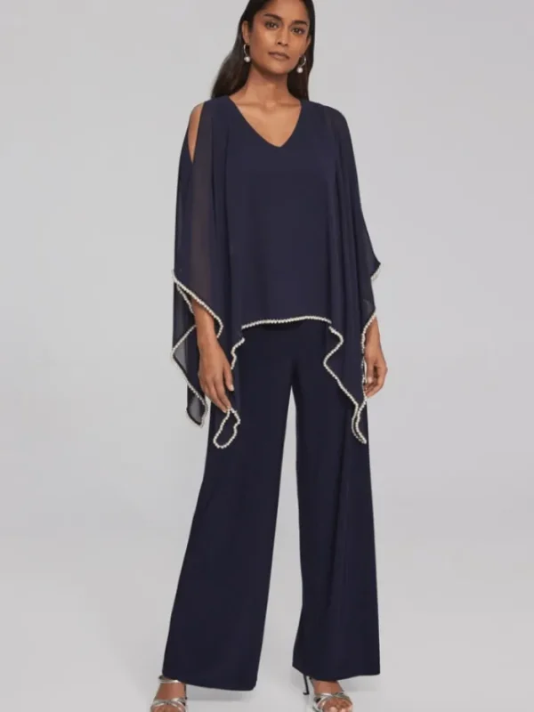 Joseph Ribkoff Party Wear | Tops^Chiffon and Silky Knit Poncho Top In Midnight Blue 2417