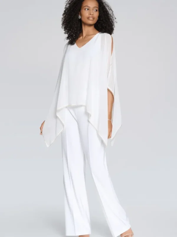 Joseph Ribkoff Party Wear | Tops^Chiffon and Silky Knit Poncho Top In Vanilla 241715 Col