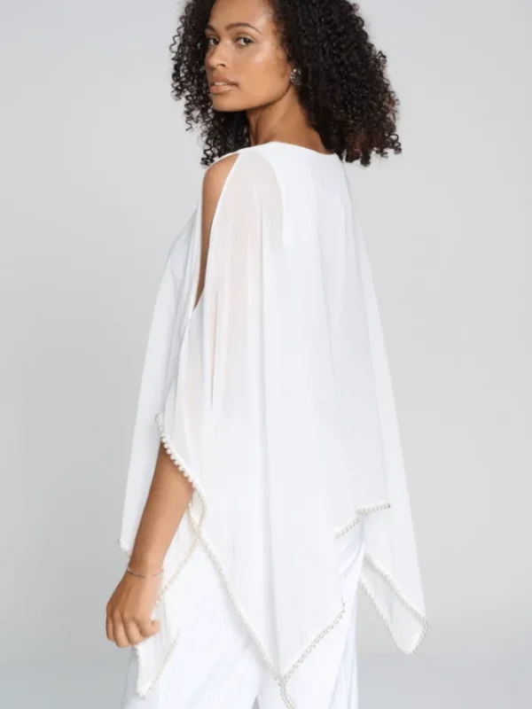 Joseph Ribkoff Party Wear | Tops^Chiffon and Silky Knit Poncho Top In Vanilla 241715 Col