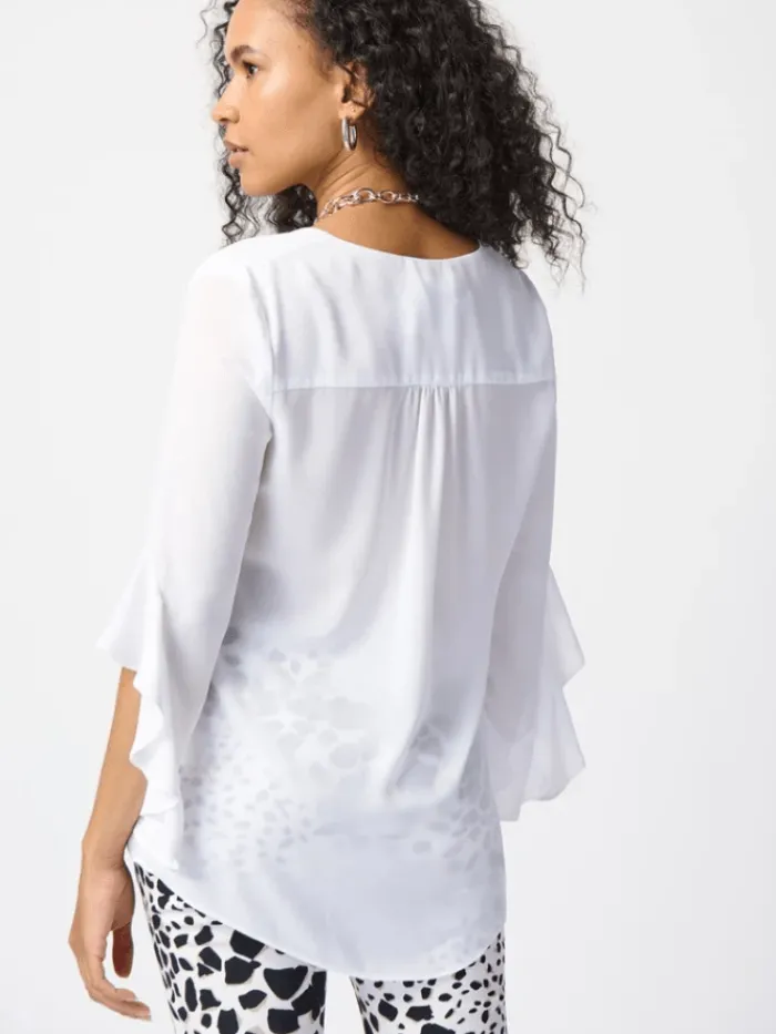 joseph_ribkoff_off_white__3.webp Joseph Ribkoff Tops | Gifts Under £250^Off White Georgette Top With Ruffled Sleeves 241283 Col