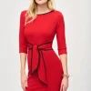 Joseph Ribkoff Dresses | Party Wear^Red Crepe Sheath Dress 221210F24 Col 3250