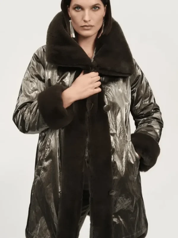 Joseph Ribkoff Coats And Jackets | Faux Fur Edit^Reversible Faux Fur Coat In Brown 243904 Col 8012