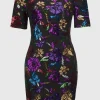 Joseph Ribkoff Dresses | Party Wear^Sequined Mesh Floral Print Sheath Dress 244180 Col 178
