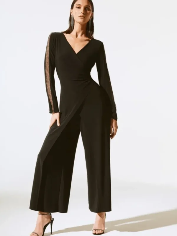 Joseph Ribkoff Party Wear | Dresses^Signature Women's Black Silky Knit Culotte Jumpsuit 243