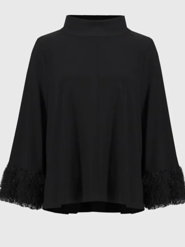 Joseph Ribkoff Party Wear | Tops^Silky Knit Trapeze Top With Fringed Cuffs 244195 Col 11