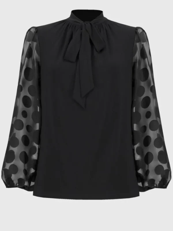 Joseph Ribkoff Tops | Gifts Under £250^Silky Knit Top With Dot Burnout Sleeves 244019 Col 11