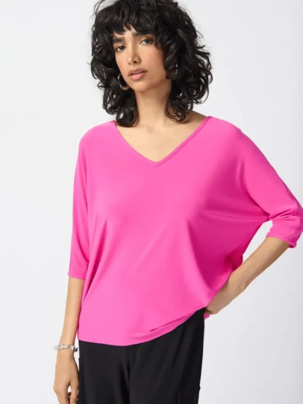 Joseph Ribkoff Tops | Gifts Under £100^Silky Knit Reversible Boxy Top In Pink 241044 Col 4202