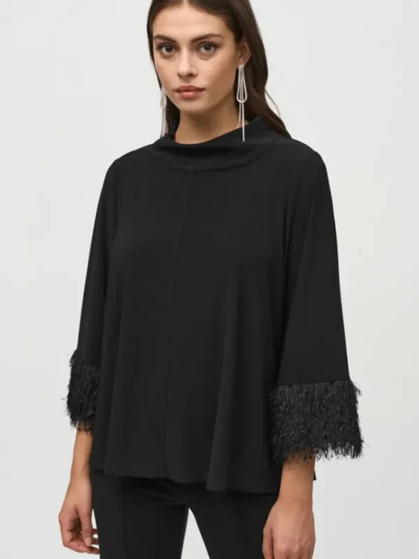 Joseph Ribkoff Party Wear | Tops^Silky Knit Trapeze Top With Fringed Cuffs 244195 Col 11