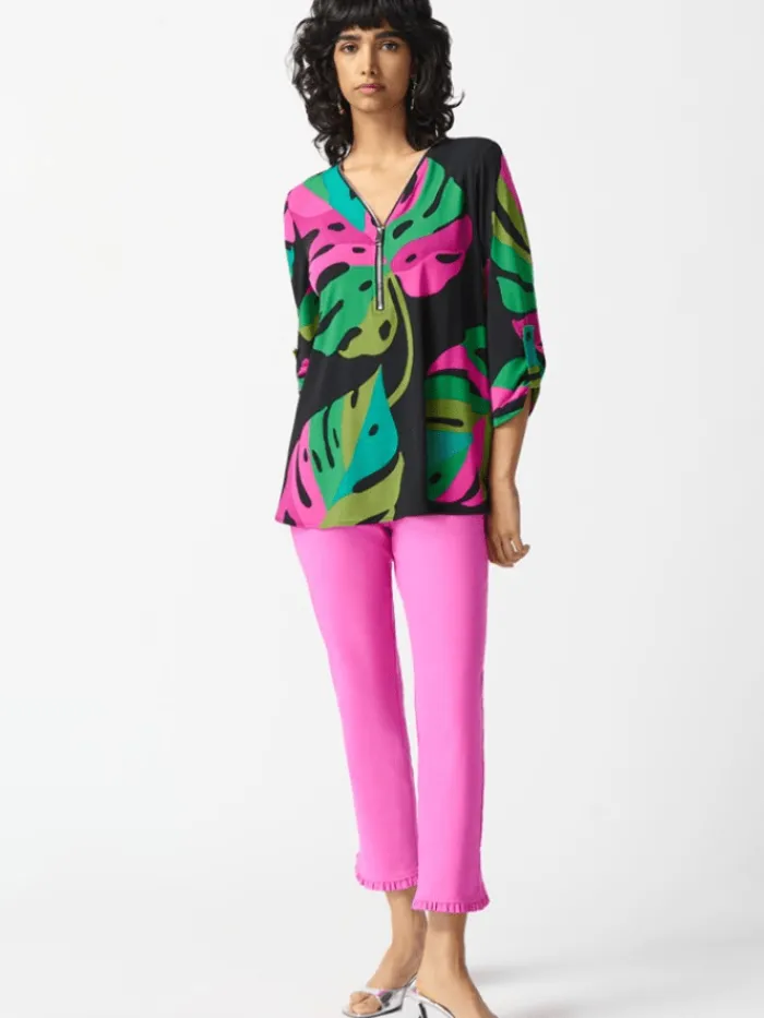joseph_ribkoff_silky_knit_1-9.webp Joseph Ribkoff Tops | Gifts Under £250^Silky Knit Tropical Print Tunic 242232 Col 178