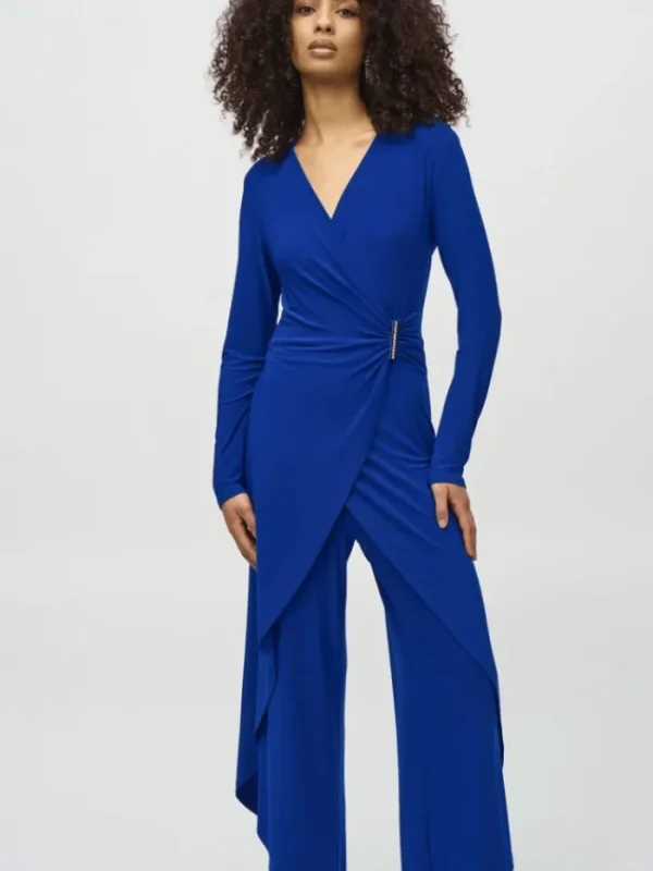 Joseph Ribkoff Dresses | Party Wear^Silky Knit Wrap Culotte Jumpsuit In Royal Sapphire 2441