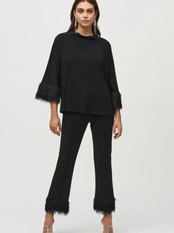 Joseph Ribkoff Party Wear | Tops^Silky Knit Trapeze Top With Fringed Cuffs 244195 Col 11