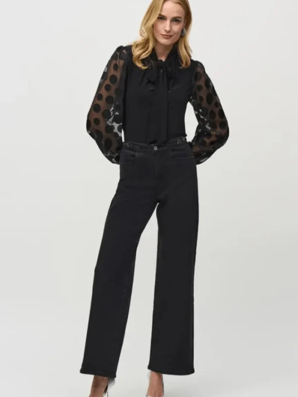 Joseph Ribkoff Tops | Gifts Under £250^Silky Knit Top With Dot Burnout Sleeves 244019 Col 11