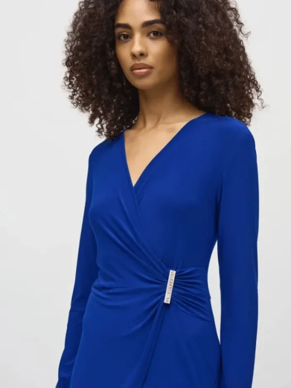 Joseph Ribkoff Dresses | Party Wear^Silky Knit Wrap Culotte Jumpsuit In Royal Sapphire 2441