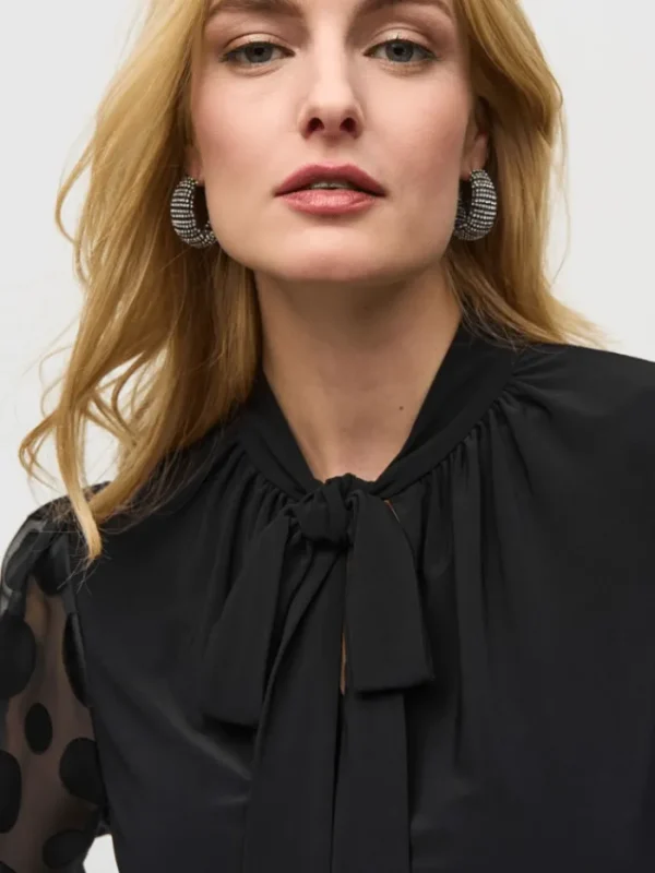 Joseph Ribkoff Tops | Gifts Under £250^Silky Knit Top With Dot Burnout Sleeves 244019 Col 11