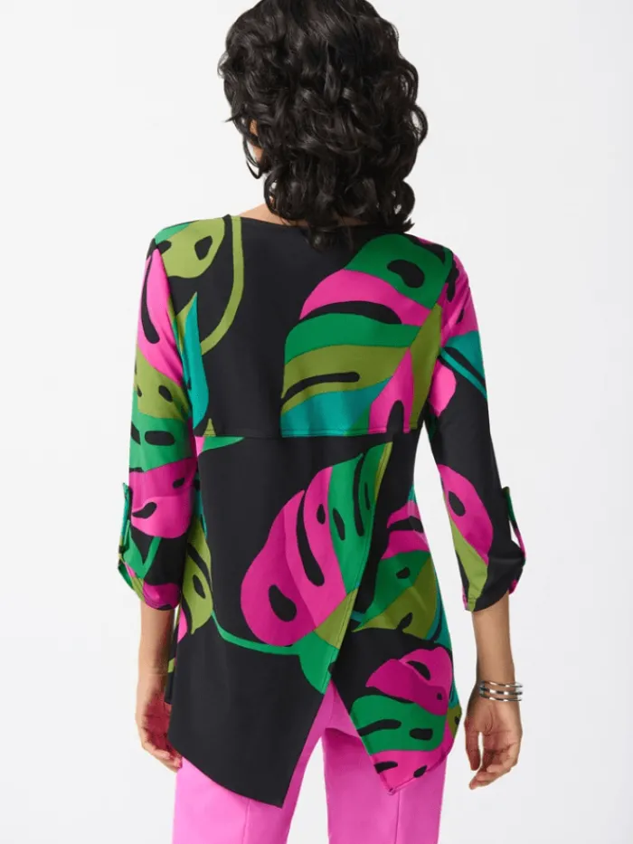 joseph_ribkoff_silky_knit_4-2.webp Joseph Ribkoff Tops | Gifts Under £250^Silky Knit Tropical Print Tunic 242232 Col 178