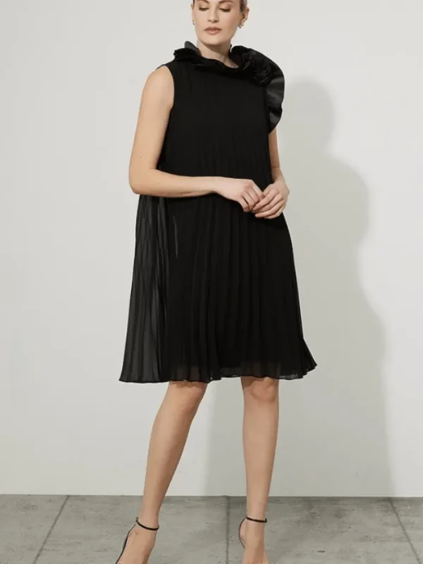 Joseph Ribkoff Dresses | Gifts Under £100^T Black Pleated Floral Shoulder Dress 223728 11