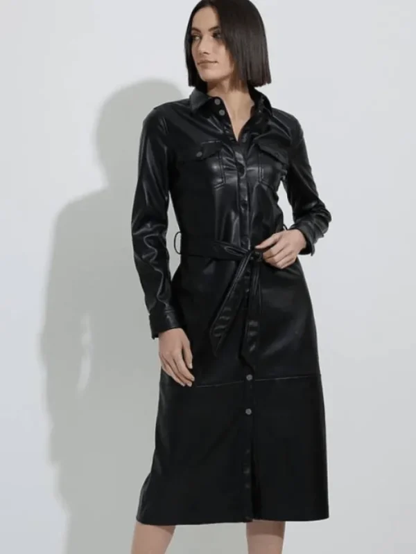 Joseph Ribkoff Coats And Jackets | Dresses^T Black Vegan Leather Dress 223940 11