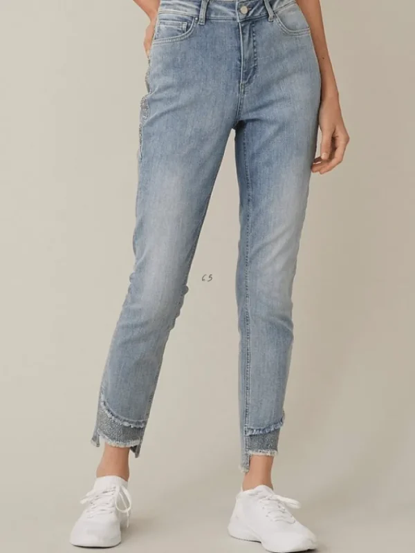Joseph Ribkoff Gifts Under £100^T Blue Denim Diamante Hem Jeans 221944 156