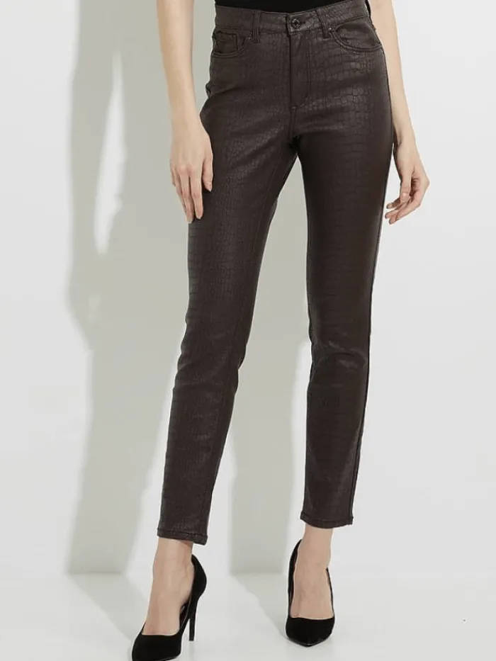 joseph_ribkoff_t_brown_cr_0.webp Joseph Ribkoff Trousers | Gifts Under £50^T Brown Croc Print Pleather Trousers 224943 15