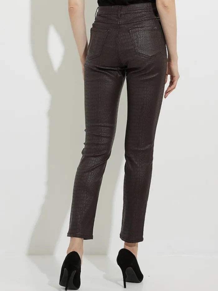 joseph_ribkoff_t_brown_cr_1.webp Joseph Ribkoff Trousers | Gifts Under £50^T Brown Croc Print Pleather Trousers 224943 15