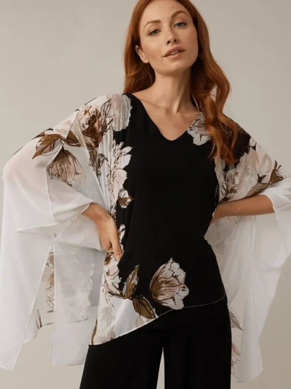 Joseph Ribkoff Tops | Gifts Under £100^T Floral Cape Sleeve Top 221338 2539 (A)
