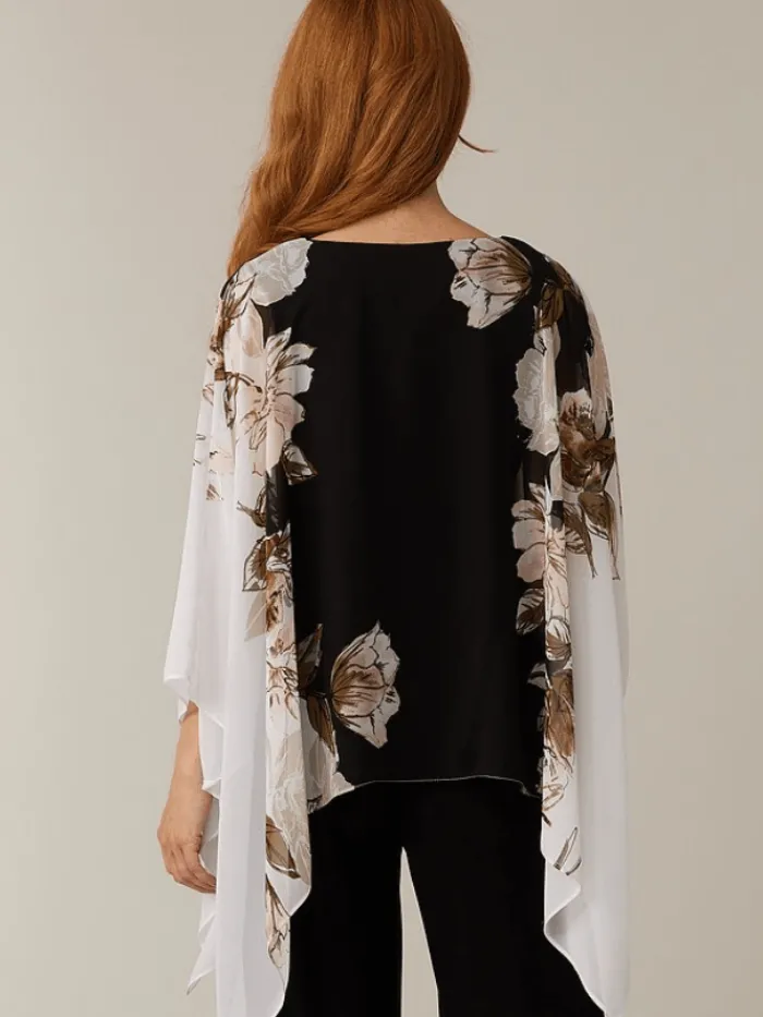 joseph_ribkoff_t_floral_c_1.webp Joseph Ribkoff Tops | Gifts Under £100^T Floral Cape Sleeve Top 221338 2539 (A)