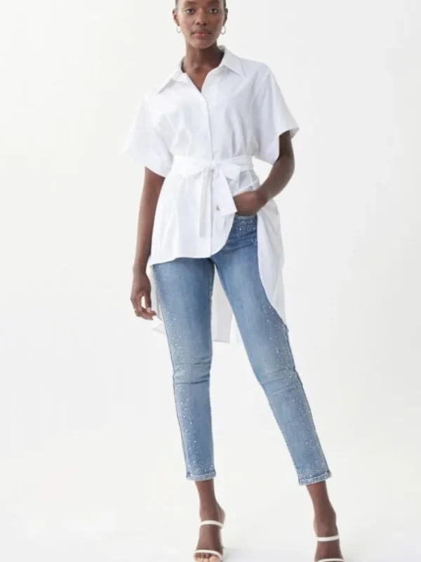 Joseph Ribkoff Gifts Under £100^T Light Blue Denim Sparkle Rhinstone Jeans 222921 3303