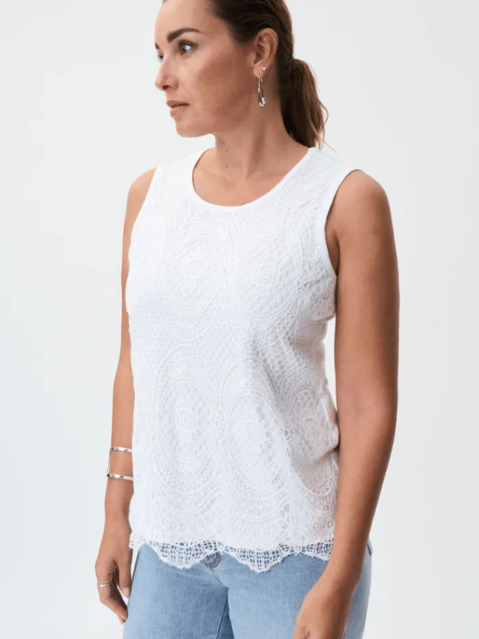 joseph_ribkoff_white_lace_0.webp Joseph Ribkoff Tops | Gifts Under £50^White Lace Top 232923 1761
